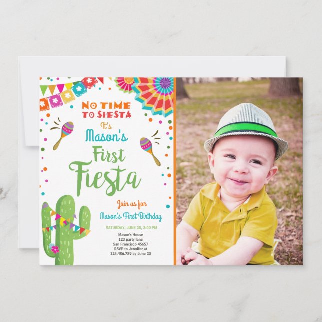 Invitation Fête mexicaine Anniversaire Cactus Boy (Devant)