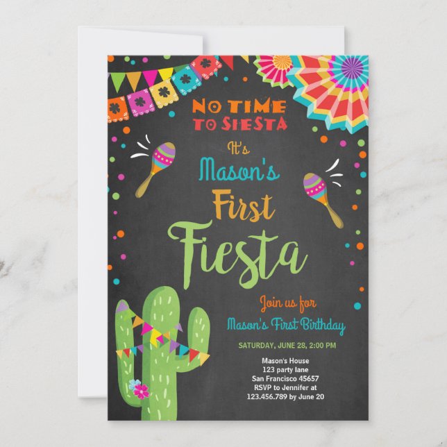 Invitation Fête mexicaine Anniversaire Cactus Boy (Devant)