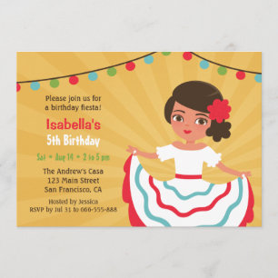 Invitation Fête Mexicaine Anniversaire de Jolies Filles Hispa