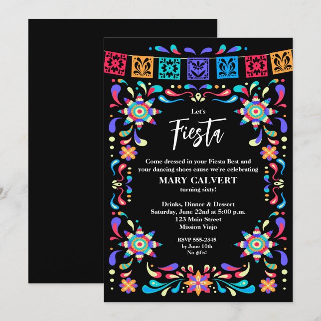 Invitation Fête mexicaine Cinco de Mayo (Devant / Derrière)