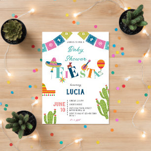 Invitation Fête Mexicaine Colorée Cactus  Baby Shower