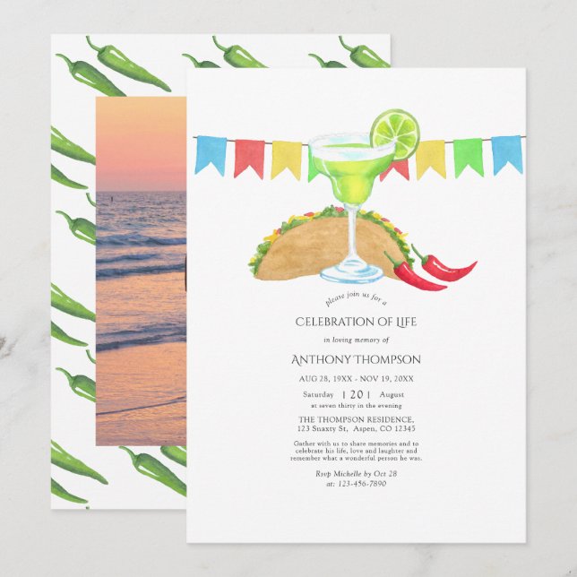 Invitation Fête mexicaine de Taco (Devant / Derrière)