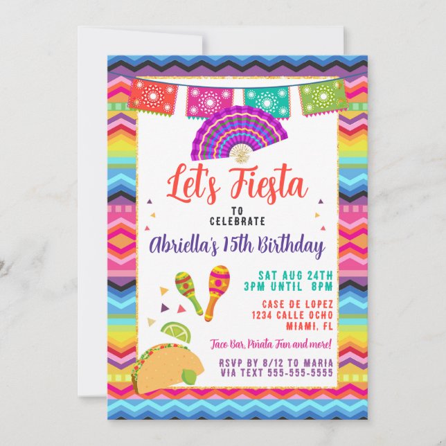 Invitation Fête mexicaine de Taco (Devant)