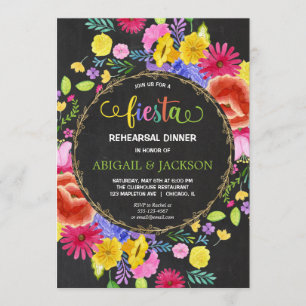 Invitation Fête mexicaine Dîner dîne tableau noir floral