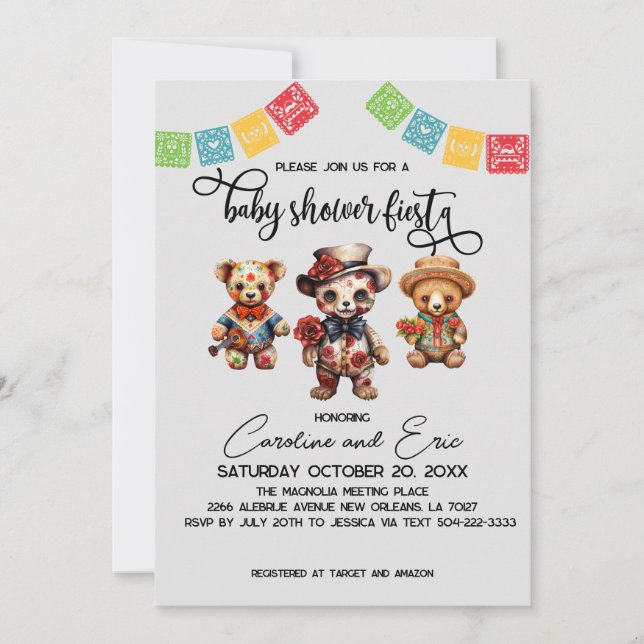 Invitation Fête mexicaine du Baby shower mort Fiesta (Devant)