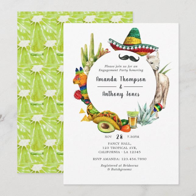Invitation Fête mexicaine Fiesta Fiesta (Devant / Derrière)