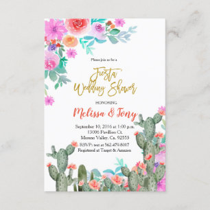 Invitation Fête mexicaine florale Mariage douche Cactus