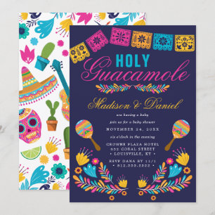 Invitation Fête Mexicaine Florale Saint Guacamole Baby Shower