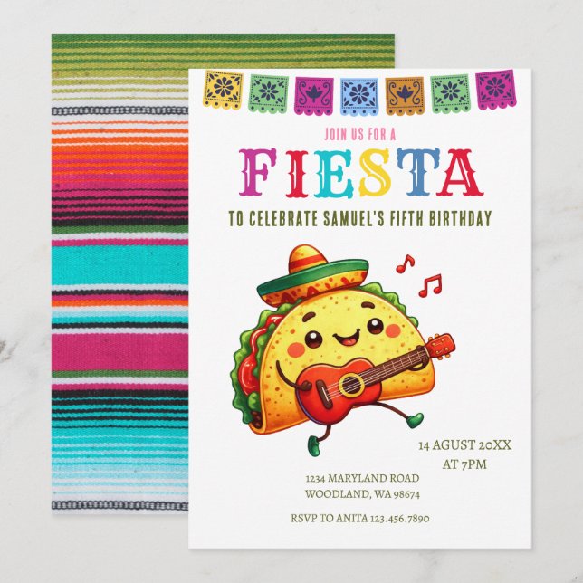 Invitation Fête mexicaine moderne (Devant / Derrière)