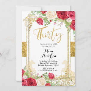Invitation Fête mexicaine Rouge Floral Trente-troisième anniv