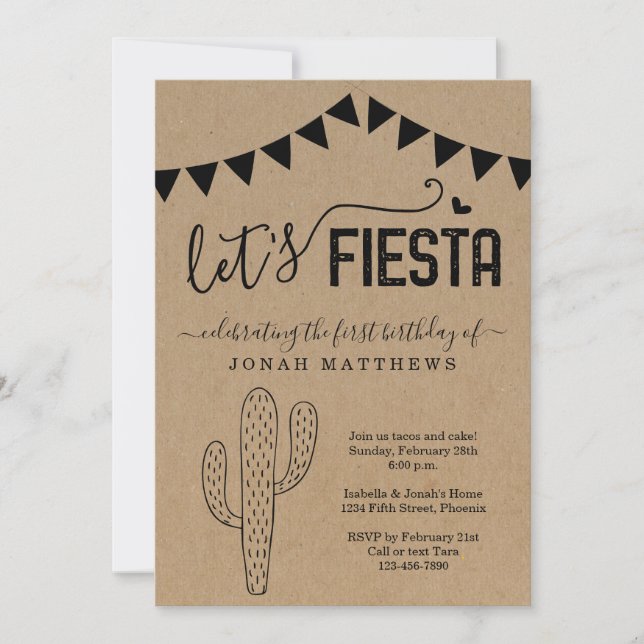 Invitation Fête mexicaine Thème fête d'anniversaire (Devant)
