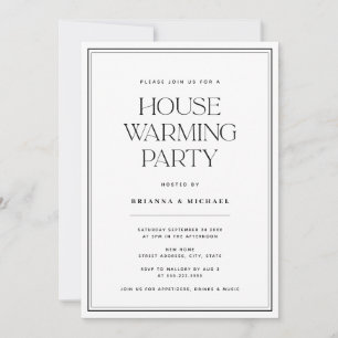 Invitation Fête minimaliste Noir & Blanc