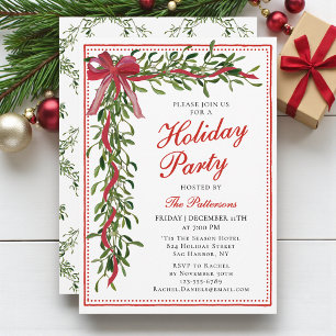 Invitation Fête Mistletoe Bow Fête de Noël moderne