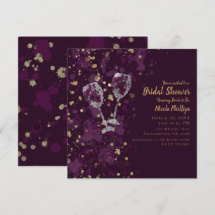 Invitation Fête Moderne au Vin Rouge avec Éclaboussures de Po