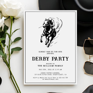 Invitation Fête moderne de Derby avec cheval de course noir e