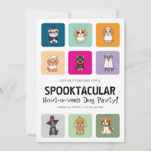 Invitation Fête moderne de Halloween pour chiens Howl O Ween