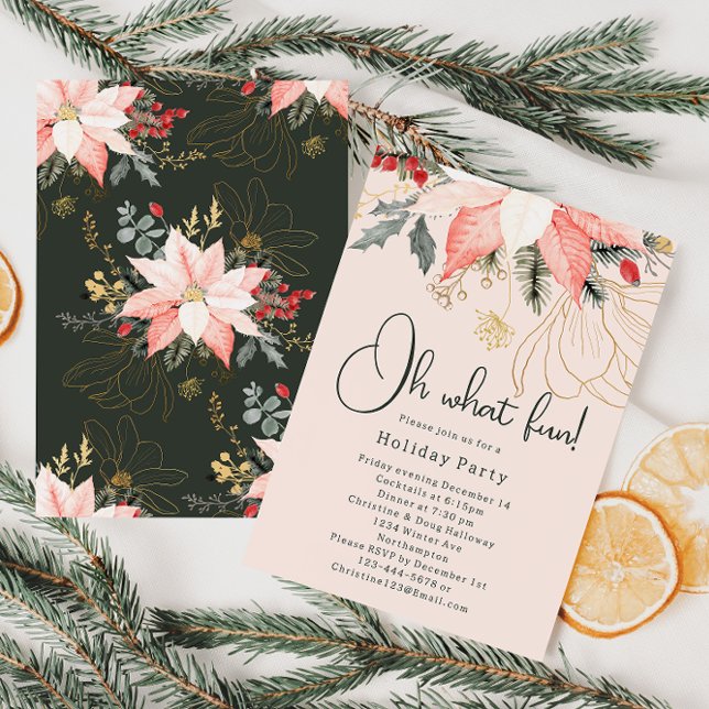 Invitation Fête Moderne de Noël aux Fleurs d'Hiver Oh Quel Pl (Créateur téléchargé)