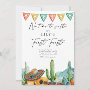 Invitation Fête Moderne Fiesta Aquarelle Cactus 1er Anniversa