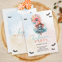 Fête moderne pastel de sorcière rose Halloween