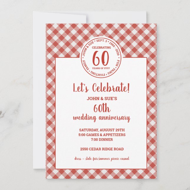 Invitation Fête Motif de l'été de la Red Check (Devant)