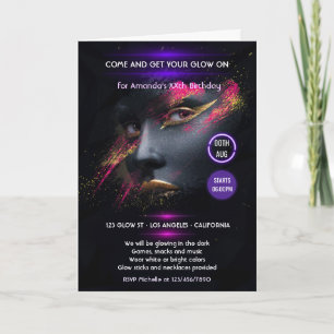 Invitation Fête néon qui brille dans le noir