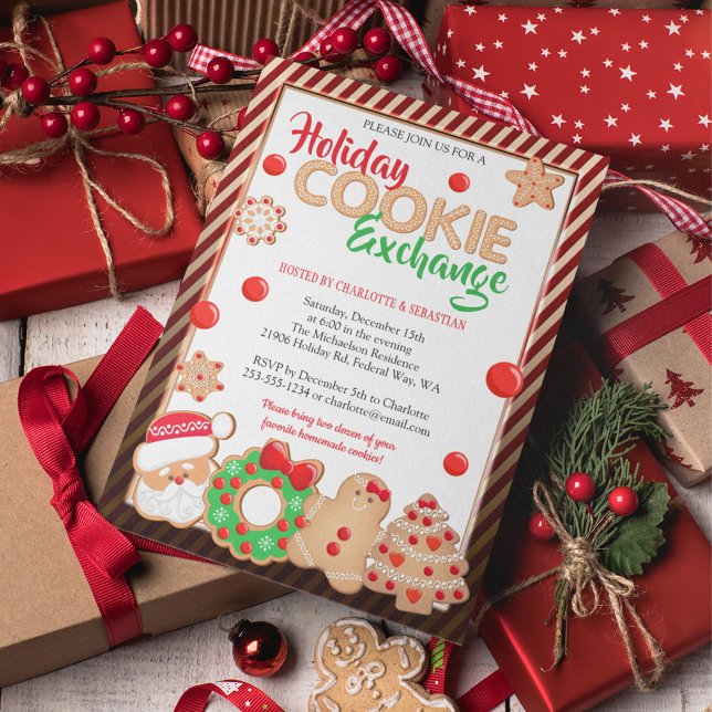 Invitation Fête Noël Cookie Exchange Party (Holiday Cookie Exchange Invitation)