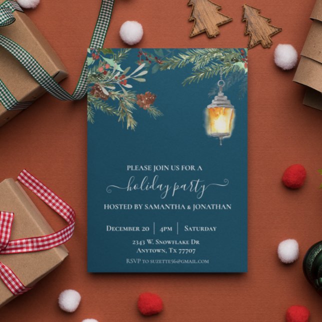 Invitation Fête Noël Pine d'hiver Drop (Créateur téléchargé)