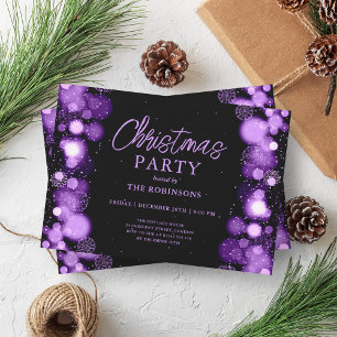 Invitation Fête Noël Purple Lumière de neige