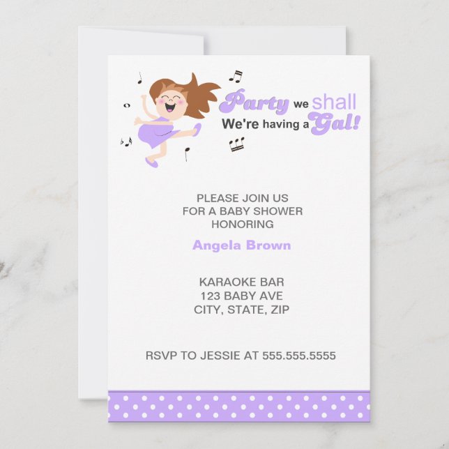 Invitation Fête on va avoir un baby shower fille (Devant)
