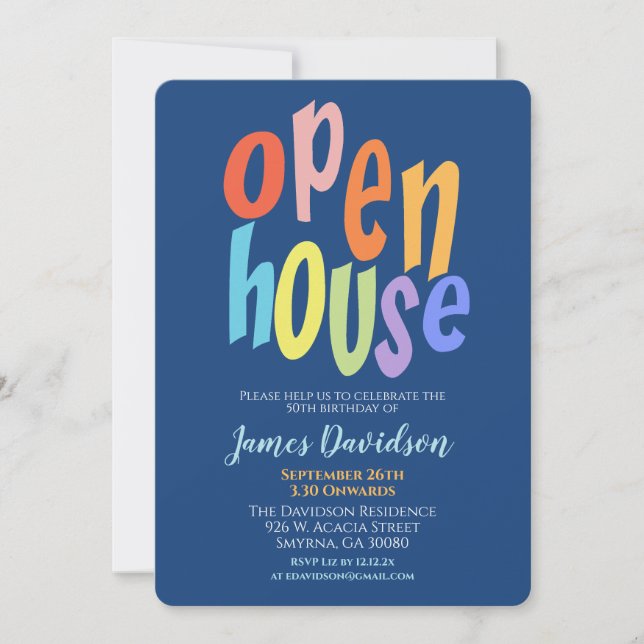 Invitation Fête Open House colorée moderne (Devant)