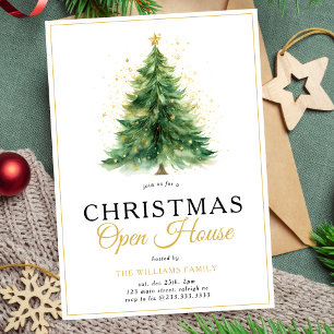 Invitation Fête Open House de l'arbre de Noël moderne