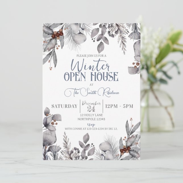 Invitation Fête Open House d'hiver, Dîner de vacances (Debout devant)