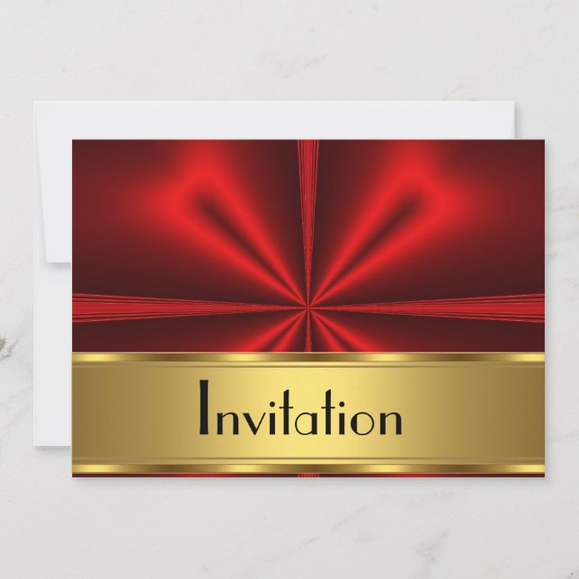 Invitation Fête Or Rouge Toute Soirée (Devant)