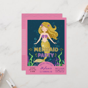 Invitation Fête Paillettes Sirène
