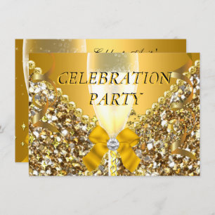 Invitation FÊTE Parties scintillant Gold Silver Champagne Par