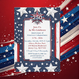 Invitation Fête patriotique d'anniversaire Americana 250e vin