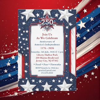 Invitation Fête patriotique d'anniversaire Americana 250e vin