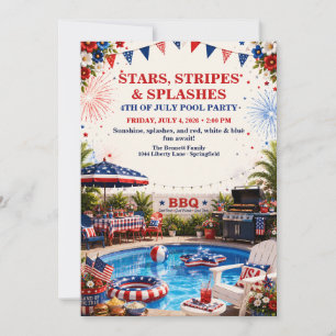 Invitation Fête patriotique du 4 juillet au bord de la piscin