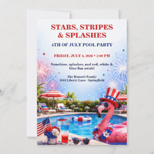 Invitation Fête patriotique du 4 juillet au bord de la piscin