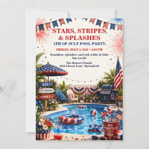 Invitation Fête patriotique du 4 juillet au bord de la piscin
