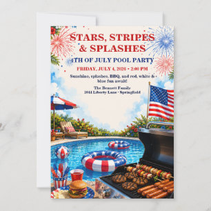 Invitation Fête patriotique du 4 juillet au bord de la piscin