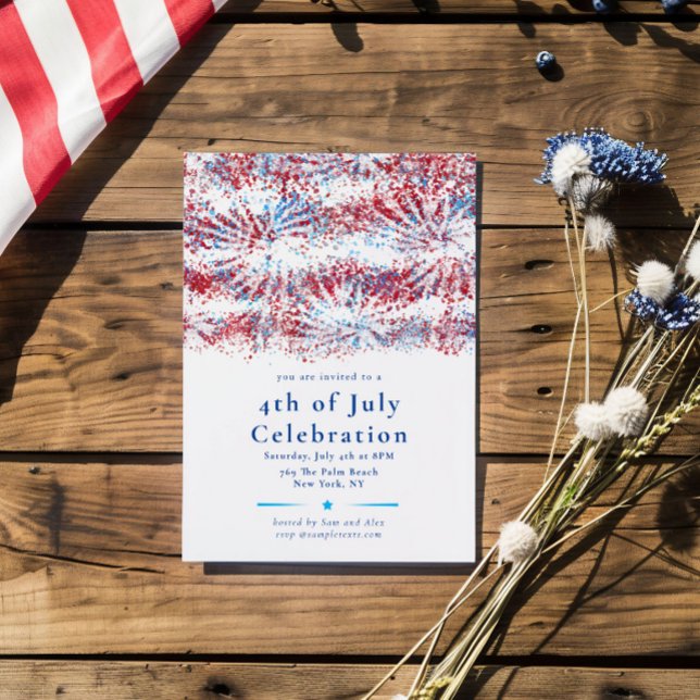 Invitation Fête Patriotique Rouge Blanc Bleu 4 juillet (Créateur téléchargé)