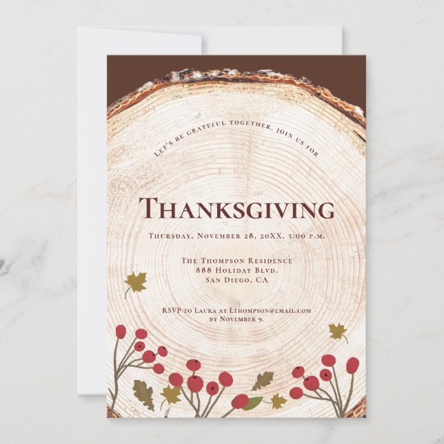 Invitation Fête Personnalisée Dîner Thanksgiving Simple (Devant)