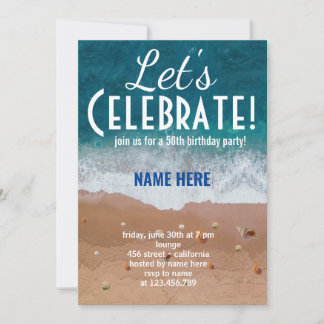 INVITATION FÊTE PERSONNALISÉE SUR LE BORD DE MER OCEAN