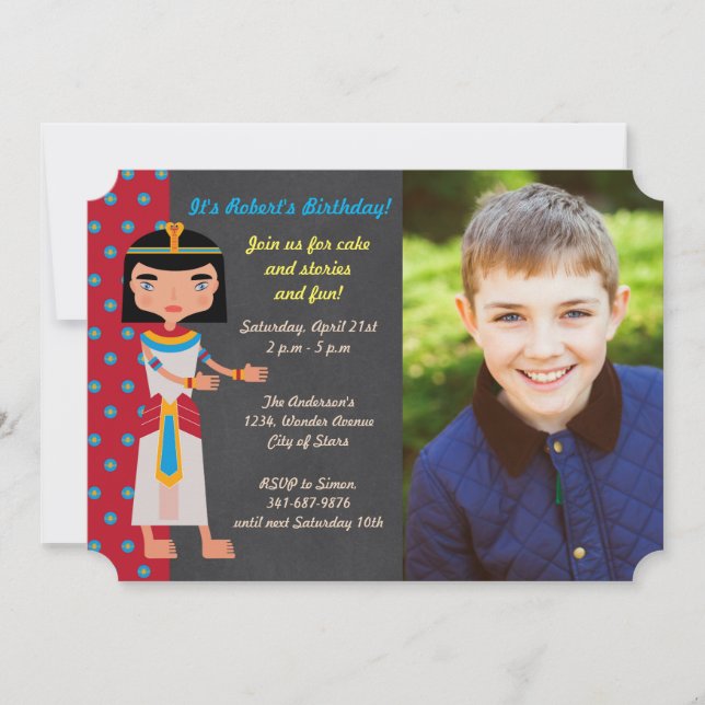 Invitation Fête pharaon égyptienne d'anniversaire (Devant)
