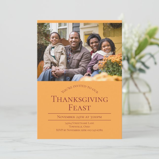Invitation Fête Photo moderne Thanksgiving (Debout devant)