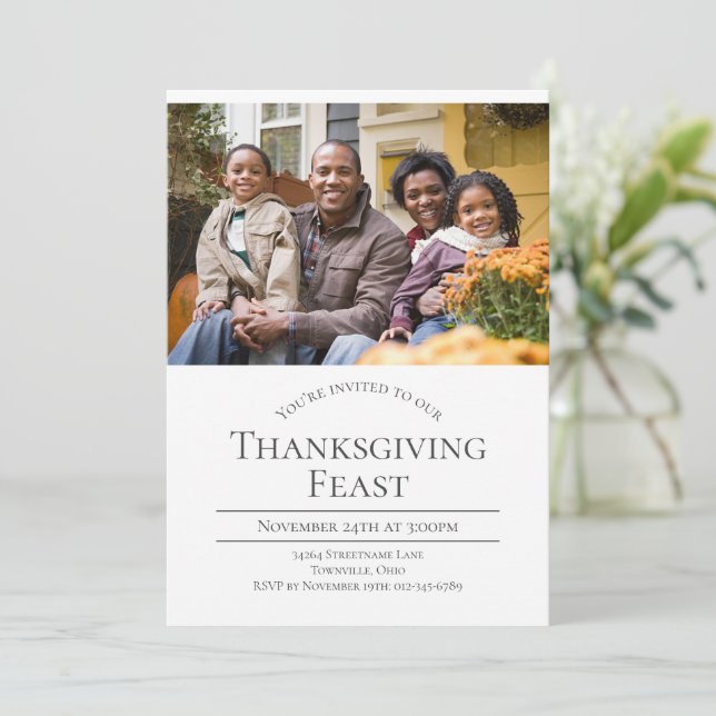 Invitation Fête Photo moderne Thanksgiving (Debout devant)