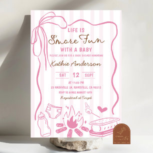 Invitation Fête Pink Smore avec une baby shower pour bébé fil