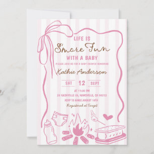 Invitation Fête Pink Smore avec une baby shower pour bébé fil