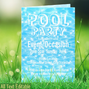 Invitation Fête Piscine Fête de Plage Fête d'Été Textures d'E